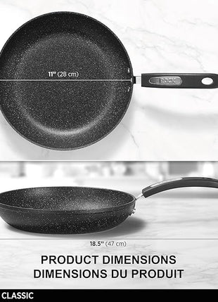 Starfrit The Rock 28 cm (11") Non-Stick Fry Pan - Durable Forged Aluminum - Oven Safe - PFOA Free - Easy to Clean - Black