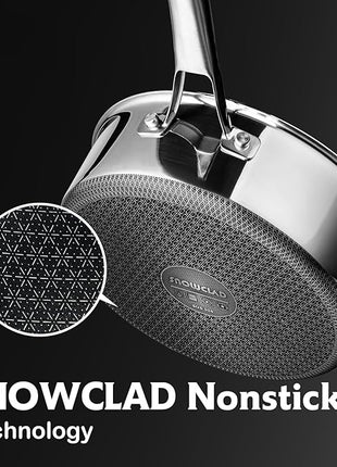 Frying Pans Nonstick with Lid,Hybrid Non Stick 6.5 Quart Saute pan,PFOA Free Cookware,12.5 inch Stainless Steel skillet, Dishwasher and Oven Safe,Works on Induction,Ceramic and Gas Cooktops