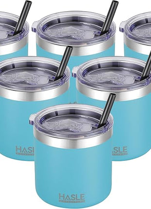 HASLE OUTFITTERS 10oz Insulated Tumblers with Lid and Straw,Stainless Steel Tumbler Travel Coffee Mug,Double Wall Reusable Tumbler Cup for Iced and Hot Drinks(Mint Green,6 Pack)