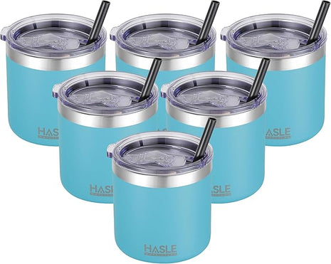 HASLE OUTFITTERS 10oz Insulated Tumblers with Lid and Straw,Stainless Steel Tumbler Travel Coffee Mug,Double Wall Reusable Tumbler Cup for Iced and Hot Drinks(Mint Green,6 Pack)