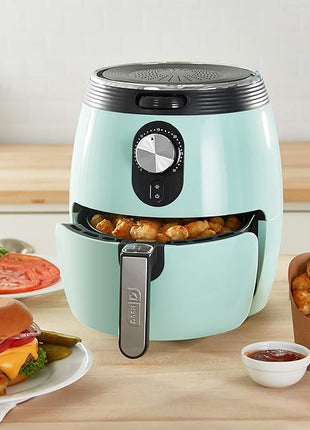 Dash Deluxe Electric Air Fryer + Oven Cooker with Temperature Control, Non-stick Fry Basket, Recipe Guide + Auto Shut off Feature, 1200-Watt, 3 Quart - Aqua