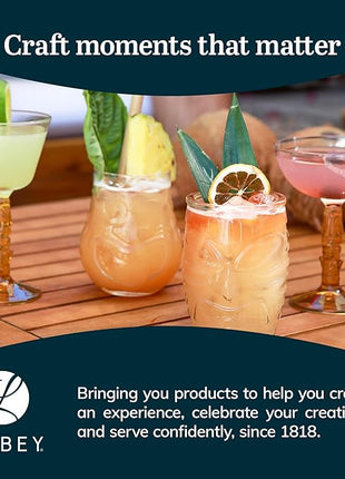 Libbey Zombie Clear Glass Tumbler Set, Vintage-Style Tiki Drinking Glasses Set of 4, Exotic, Tall Drinking Glass Cups for Backyard Luau or Pool Party