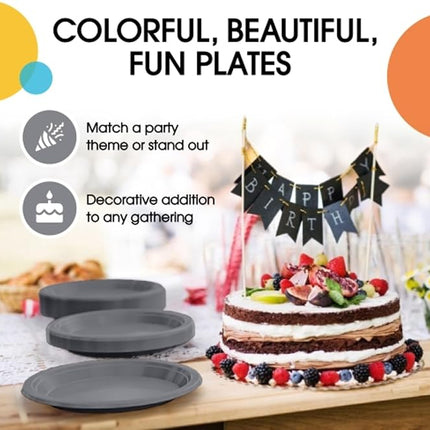 Exquisite Party Solids Silver Plastic Plates For Party Supplies 9" Silver Disposable Plates Heavy Duty 50 Pcs Plastic Dinnerware Sets Heavy Duty 350 GSM Disposable Dinnerware Set