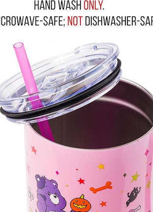 Silver Buffalo Care Bears Tumbler - Harmony, Cheer, Share & Trick-or-Sweet Bears - Stainless Steel, 40 Ounces, Fits Standard Cup Holder
