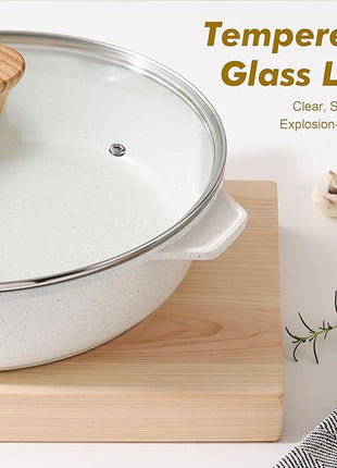 SENSARTE Nonstick Frying Pan Skillet with Lid 3.5/4.5/5QT, Ceramic Saute Pan,Deep Fring Pan Non-toxic Cooking Pot, Stay-cool Handle, Induction Compatible, PFAS Free