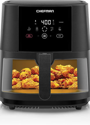 Chefman TurboTouch Easy View Air Fryer, The Most Convenient And Healthy Way To Cook Oil-Free, Watch Food Cook To Crispy And Low-Calorie Finish Through Convenient Window, 8 Qt