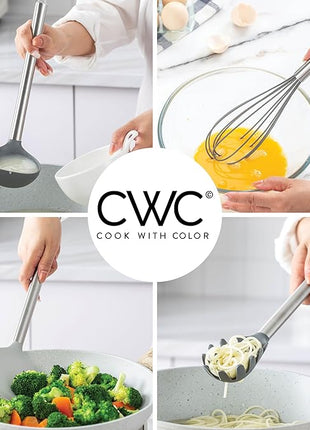 COOK WITH COLOR Silicone Cooking Utensils, Kitchen Utensil Set, Easy to Clean Silicone Kitchen Utensils, Cooking Utensils for Nonstick Cookware, Kitchen Gadgets Set, 38 Piece, Gray