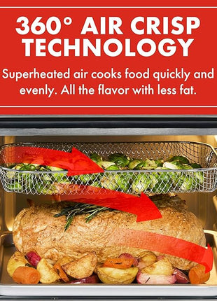 Emeril Lagasse Extra Large French Door Air Fryer Toaster Oven Combo, 24 Cooking Functions and Digital Controls, 7 Accessories Included, Stainless Steel Finish, 26QT Capacity