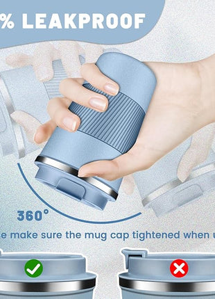 Insulated Coffee Tumblers with Flip Lid 12oz / 17oz, Stainless Steel Travel Coffee Mug Leak Proof, Vacuum Insulated Coffee Mug Reusable Cup, Keeps Cold and Hot for Coffee Tea