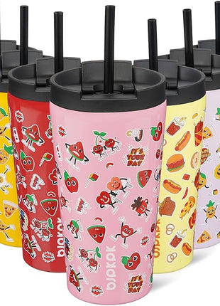 BJPKPK 18oz Stainless Steel Insulated Tumbler With lid And Straw Travel Coffee Thermal Tumblers Cup For Women And Men,Passionate Pink