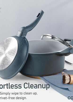 CAROTE 14 Pcs Ceramic Cookware Set, Pots and Pans Set Non Stick with Ceramic Coating, Induction Kitchen Sets