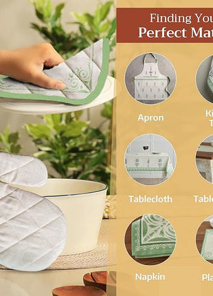 Maison d' Hermine Oven Gloves 100% Cotton Oven Mitt 7" x 13" with Loop Heat Resistant, BBQ, Cooking Gloves, Baking, Grilling, Kitchen, Handling Hot Pans Spring/Summer (Pack of 1, Jardin Du Roy)