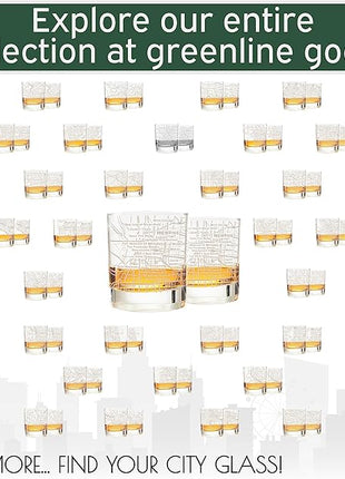 Greenline Goods Whiskey Glasses - 10 Oz Tumbler Set for Memphis lovers, Etched with Memphis City Map Old Fashioned Rocks Glass - Set of 2