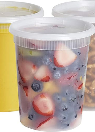 GUSTO [32 oz. - 24 Count Plastic Deli Containers with Lids - Disposable Food Storage Containers With Airtight Lids, Ideal for Soups, Stews, and Meal Prep