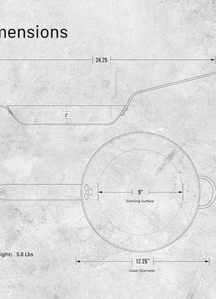 De Buyer MINERAL B Carbon Steel Fry Pan - 12.25” Diameter, 9” Cooking Surface - Ideal for Searing, Sauteing & Reheating - PFAS, PFOA & PFOS Free - Made in France
