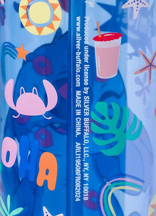 Silver Buffalo Lilo and Stitch Smiles Kisses and Icons Rhinestone Lid 20oz Plastic Tall Cold Cup w/Lid and Straw