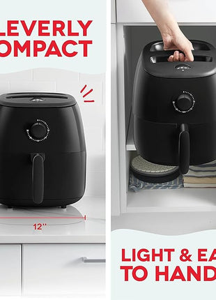 DASH Tasti-Crisp™ Electric Air Fryer Oven, 6 Qt. Family Size, Black – Compact Air Fryer with Large Basket for Healthier Food in Minutes, Ideal for Small Spaces - Auto Shut Off, Analog, 1700-Watt