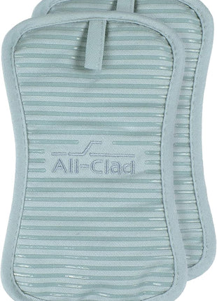 All-Clad Premium Pot Holder & Heating Pad, (2-Pack) Heat Resistant to 500 Degrees, 100% Cotton 10"x6.25" for Kitchen and Barbeque, Rainfall