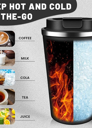 Insulated Coffee Tumblers with Flip Lid 12oz / 17oz, Stainless Steel Travel Coffee Mug Leak Proof, Vacuum Insulated Coffee Mug Reusable Cup, Keeps Cold and Hot for Coffee Tea