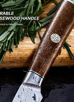 KYOKU 4.5 Inch Paring Knife - Daimyo Series - Fruit Knife with Ergonomic Rosewood Handle, and Mosaic Pin - Japanese 440C Stainless Steel Kitchen Knife with Sheath & Case
