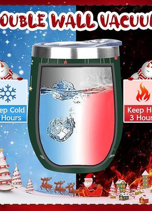 MEZMUT 12oz Unique Mom Christmas Gifts for Women - Insulated Stainless Steel Wine Tumblers with Lids & Straws