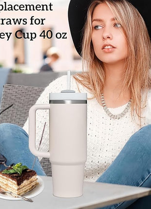 Straw Replacement for Stanley Cup 40 oz | 6 PCS Reusable Straws with Stanley 40oz Tumblers | Reusable Tritan Straws with 1 Cleaning Brush | 12 inch Tumbler Accessories, BPA-Free Dishwasher Safe Clear