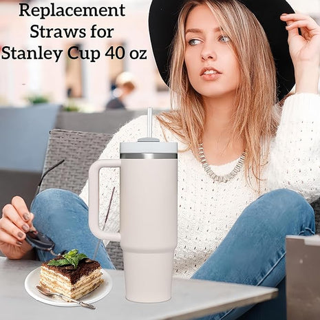 Straw Replacement for Stanley Cup 40 oz | 6 PCS Reusable Straws with Stanley 40oz Tumblers | Reusable Tritan Straws with 1 Cleaning Brush | 12 inch Tumbler Accessories, BPA-Free Dishwasher Safe Clear