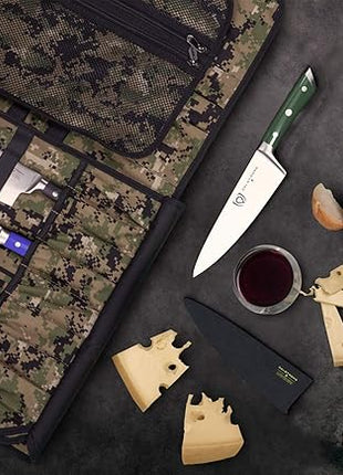 Dalstrong Chef Knife - 8 inch Blade - Gladiator Series - Forged High Carbon German Steel - Razor Sharp Kitchen Knife - Professional Full Tang Knives - Army Green Handle ABS - Sheath - NSF Certified