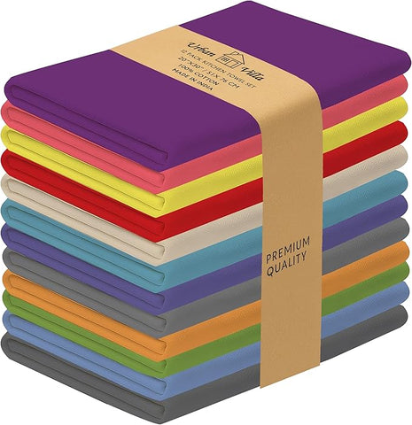 Urban Villa Kitchen Towels Set of 12 Dish Towels for Kitchen 100% Cotton Multi Color Dish Cloths 20''X30'' Large Multi-Purpose Kitchen Hand Towels Highly Absorbent Kitchen Towels with Hanging Loop