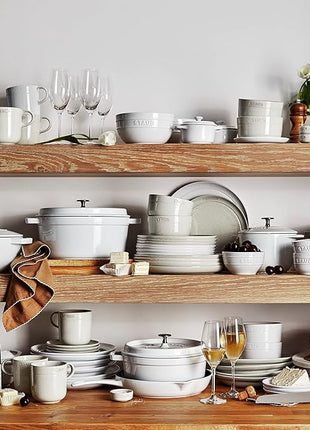 STAUB Cast Iron Dutch Oven 5.5-qt Round Cocotte, Made in France, Serves 5-6, White