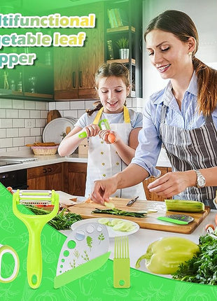 VlBlRlIT2025 Upgraded Herb Scissor,Leaf Stripper,Stainless Steel 5Blade Kitchen Scissors,Peelers for Kitchen,forChopping Chive,Vegetables,Salad,collard Greens,Parsley,Rosemary As Christmas gifts Green