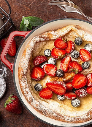 Miereirl 6.5 Quart Enameled Dutch Oven Pot with Lid, Cast Iron Dutch Oven with Dual Handles for Bread Baking, Cooking, Non-stick Enamel Coated Cookware (Red)