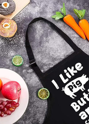 ZOORON Funny Black Chef Aprons for Men Adjustable BBQ Grill Kitchen Cooking Aprons with Pockets, Grill Accessories