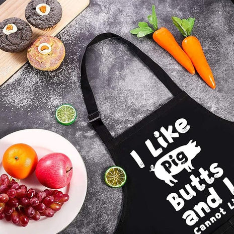 ZOORON Funny Black Chef Aprons for Men Adjustable BBQ Grill Kitchen Cooking Aprons with Pockets, Grill Accessories