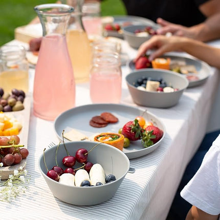 Grow Forward Premium Wheat Straw Plates and Bowls Sets - 8-Piece Wheat Straw Dinnerware Sets - Unbreakable & Reusable Microwave Safe Plastic Dinner Plates for Outdoors, RV, Camping Dishes - Feather