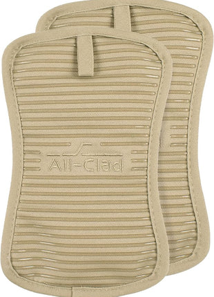 All-Clad Premium Pot Holder & Hot Pad: Heat Resistant to 500 Degrees - 100% Cotton, 10"x6.25" Hot Pad for Kitchen and Barbeque, (2-Pack), Cappuccino