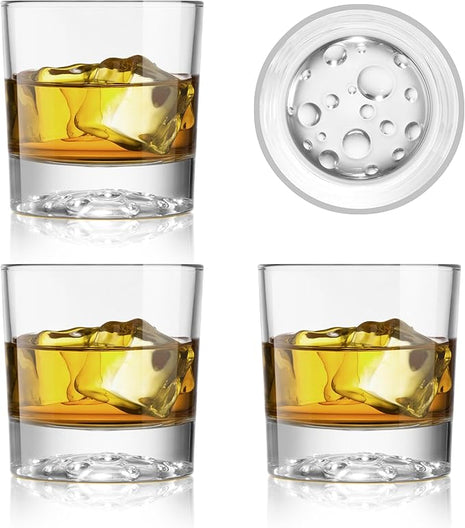 Creative Moonbottom Whiskey Glasses Set of 4, Old Fashioned and Cocktail Glasses (Transparent bottom), gift for amateur astronomer