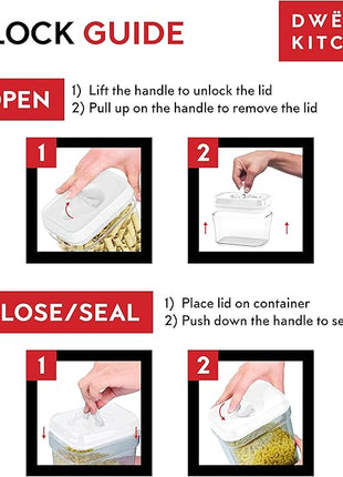 DWËLLZA KITCHEN Pasta Storage Containers for Pantry - Set of 2 White Airtight Spaghetti Container Storage - Ideal for Spaghetti & Noodles, Kitchen Pantry Organization and Storage, Keeps Food Fresh