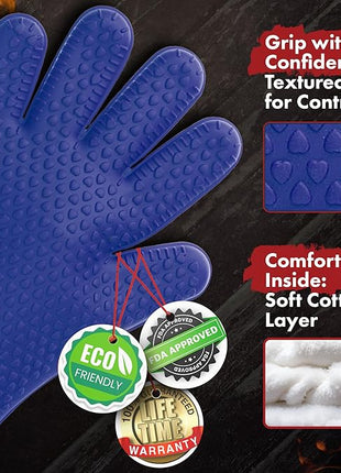 KITCHEN PERFECTION Silicone Smoker Oven Gloves -Extreme Heat Resistant Bbq Gloves -Handle Hot Food Right on Your Smoker Grill Fryer Pit|Waterproof Oven Mitts Grill Gloves |Superior Value Set+3 Bonuses