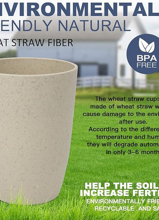 Homienly Wheat Straw Cups - Set of 6 Unbreakable Drinking Cups - 20 oz Reusable Dishwasher Safe Water Glasses - Kitchen Tumblers