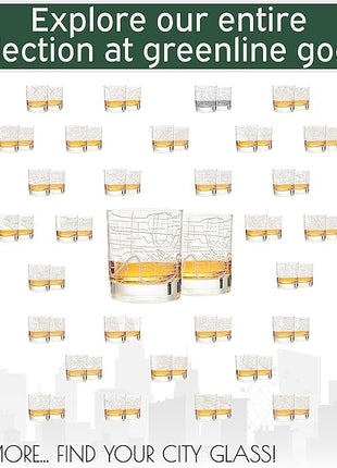 Greenline Goods Whiskey Glasses - 10 Oz Tumbler Gift Set for New Orleans lovers, Etched with New Orleans Map Old Fashioned Rocks Glass - Set of 2