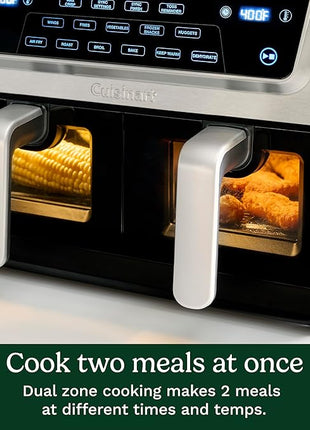 Cuisinart Dual Basket Air Fryer, Two Baskets 11 Qt in Total, 6 Functions: Air Fry, Roast, Bake, Broil, Dehydrate & Keep Warm, Features Sync Finish & Sync Settings, Toss Reminder & Auto-Pause, ADZ-112