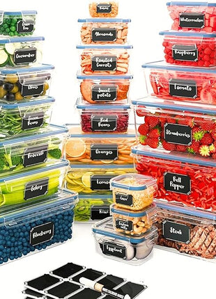 Chefs Path 48 Piece BPA-Free Plastic Food Storage Container Set with 24 Containers and 24 Lids for Kitchen Pantry Organization and Meal Prep