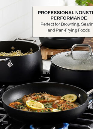 All-Clad HA1 Hard Anodized Nonstick Cookware Set 13 Piece Induction Oven Broiler Safe 500F, Lid Safe 350F Pots and Pans Black