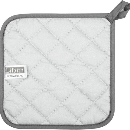 100% Cotton Kitchen Everyday Basic Terry Pot Holder Heat Resistant Coaster Potholder for Cooking and Baking Set of 5 Grey