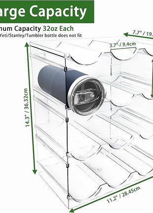 4 Pack Water Bottle Organizer, Stackable Kitchen Pantry Organization and Storage Shelf, Plastic Bottle Holder for Fridge Kitchen Cabinet Organizer and Storage, Tumbler Mug Cup Organizer