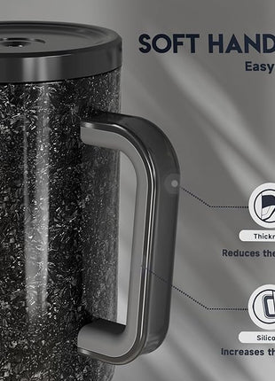 Meoky 40 oz Tumbler with Handle and Straw: Stainless Steel Insulated Tumbler with Lid and Straw - 100% Leak Proof Tumbler for Car Cup Holders - Travelers Commuters Workers, Midnight