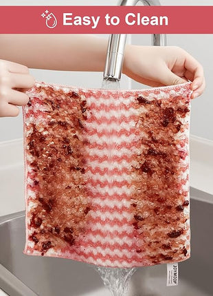 JOYMOOP 108 Packs Microfiber Cleaning Cloths, 10" x 10" Reusable Kitchen Towels, Lint-Free Cleaning Rags, Super Absorbent Cleaning Cloths for Kitchen, Car, and Household Cleaning, Pink