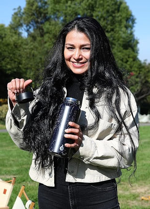 BJPKPK Insulated Water Bottles with Straw Lid, 32oz Metal Large Water Bottle with 3 Lids, Reusable Leak Proof BPA Free Thermo, Stainless Steel Tumblers for Sports, Gym, Travel-Coral