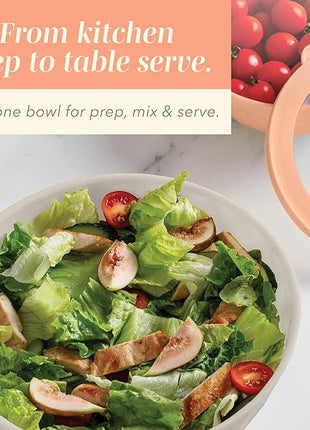 COOK WITH COLOR Mixing Bowls with Lids - 12 Piece Plastic Nesting Bowls Set includes 6 Prep Bowls and 6 Lids, Diamond Design - Microwave Safe, Orange